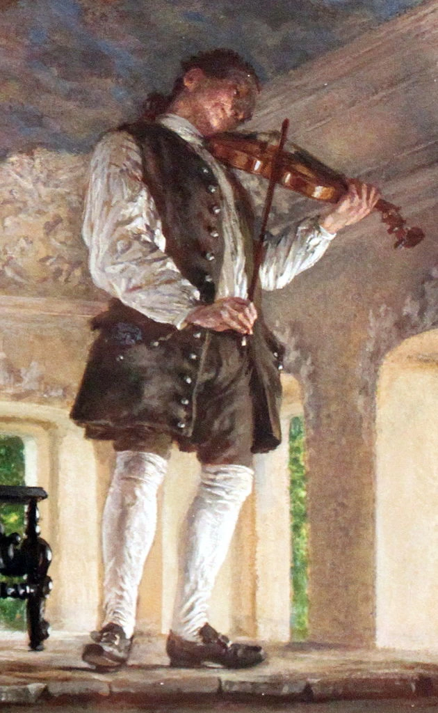 Il principe ereditario Federico visita l'artista Pesne sulla sua piattaforma di pittura - Alte Nationalgalerie, Berlino, dettaglio 1